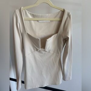 Susana Monaco Cream Long Sleeve Top